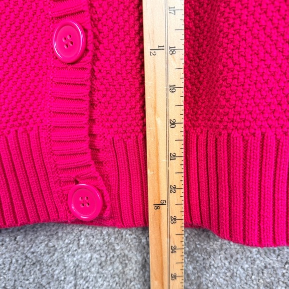 LL Bean Womens Fuchsia Pink Popcorn Knit Cotton Cardigan Sweater 0JBU1 Small - Picture 4 of 7